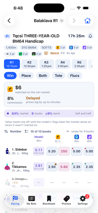 The same race on the iPhone.